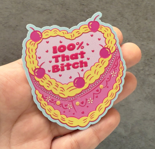 100% Cake Textured White Vinyl Sticker