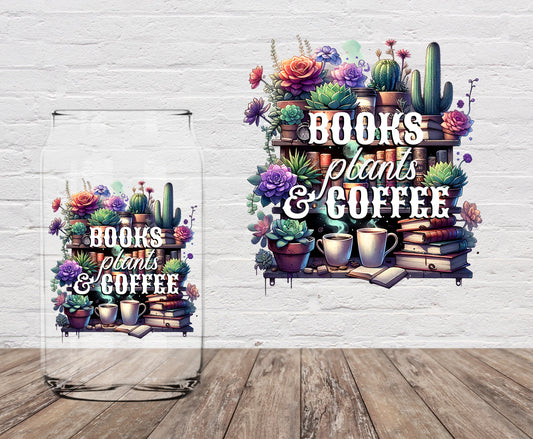 Books, Plants, & Coffee 4" UV DTF