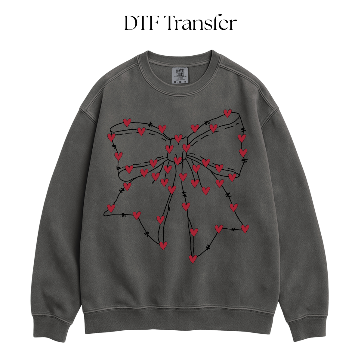 Valentine Bow Red Hearts DTF Transfer