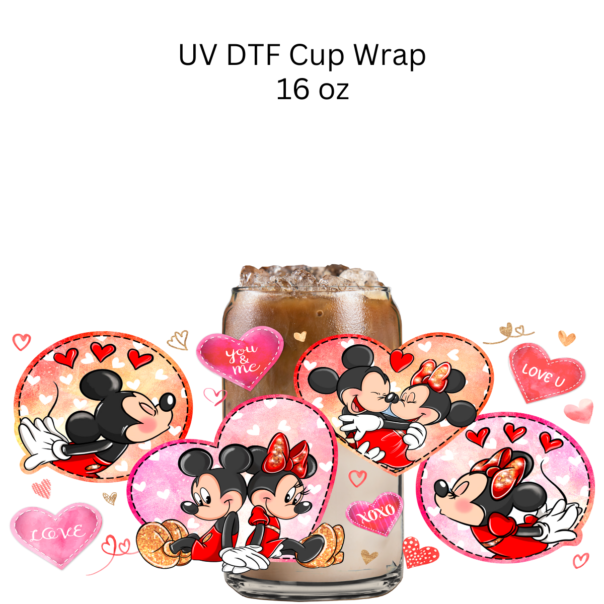 Valentine Hearts Mouse UV DTF Cup Wrap