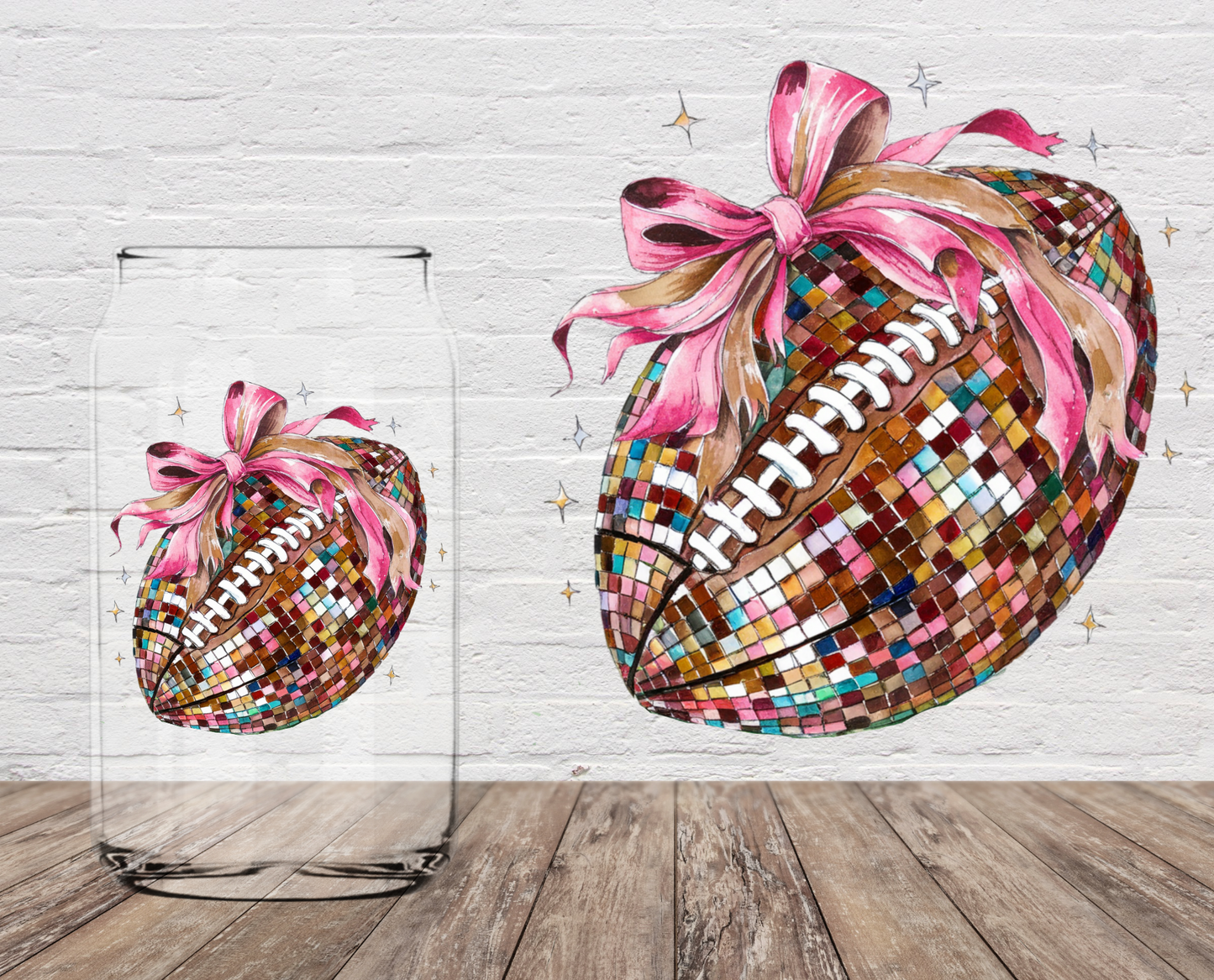 GOOD Glitter Bow Football 4" UV DTF