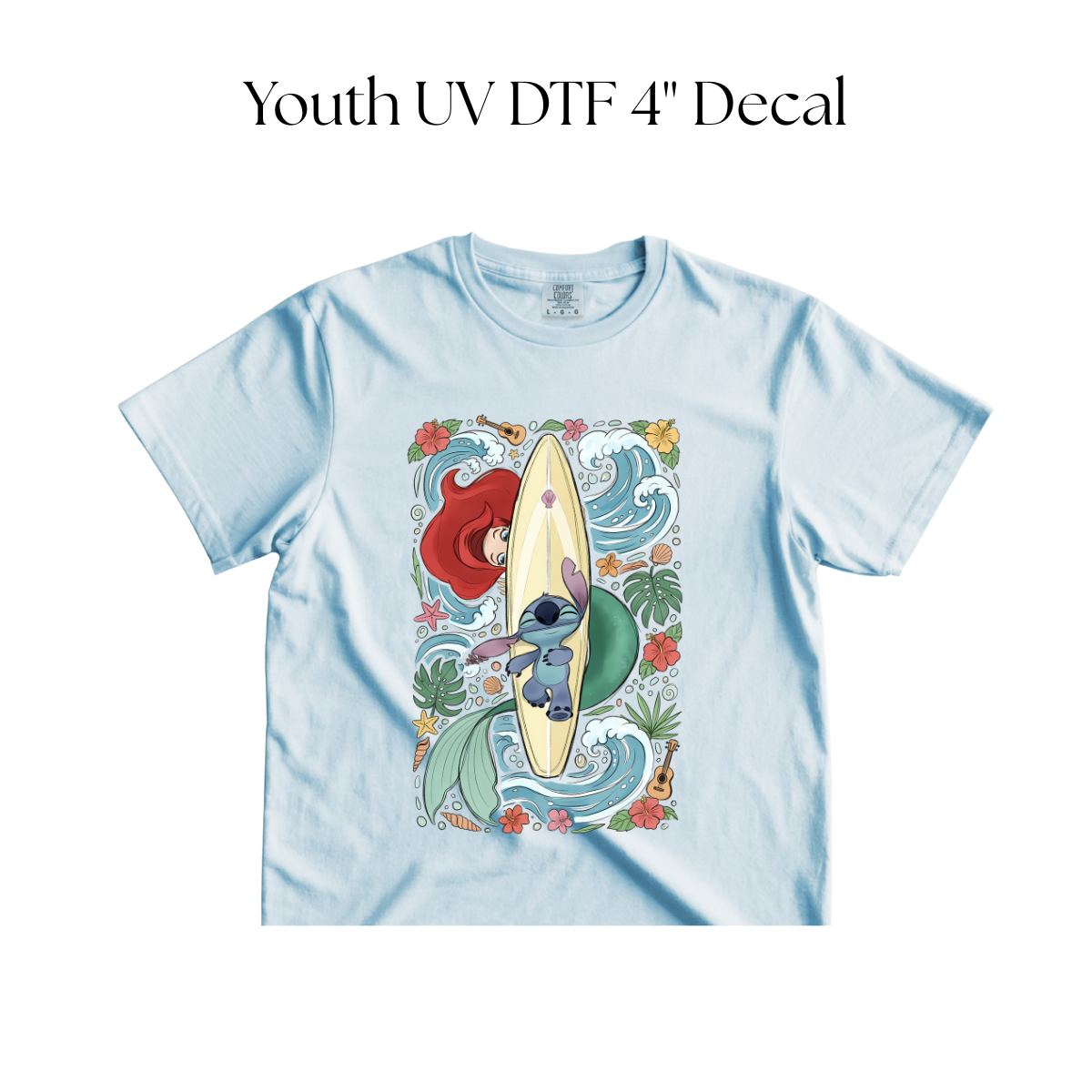 YOUTH Blue Alien and Mermaid Surfboard DTF Transfer