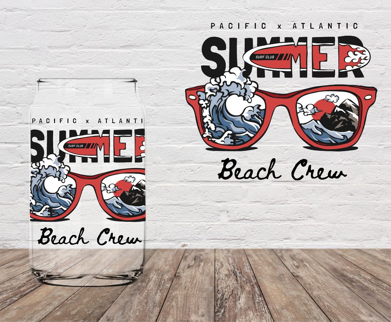 Pacific Summer Beach Crew 4" UV DTF