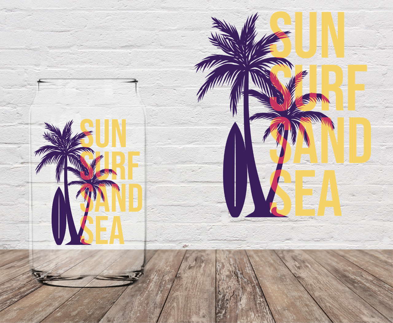 Sun Surf Sand Sea 4" UV DTF