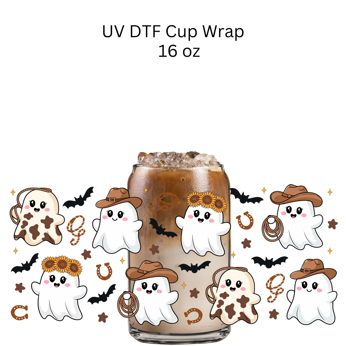 Ghost Cowboy Sunflowers UV DTF Wrap