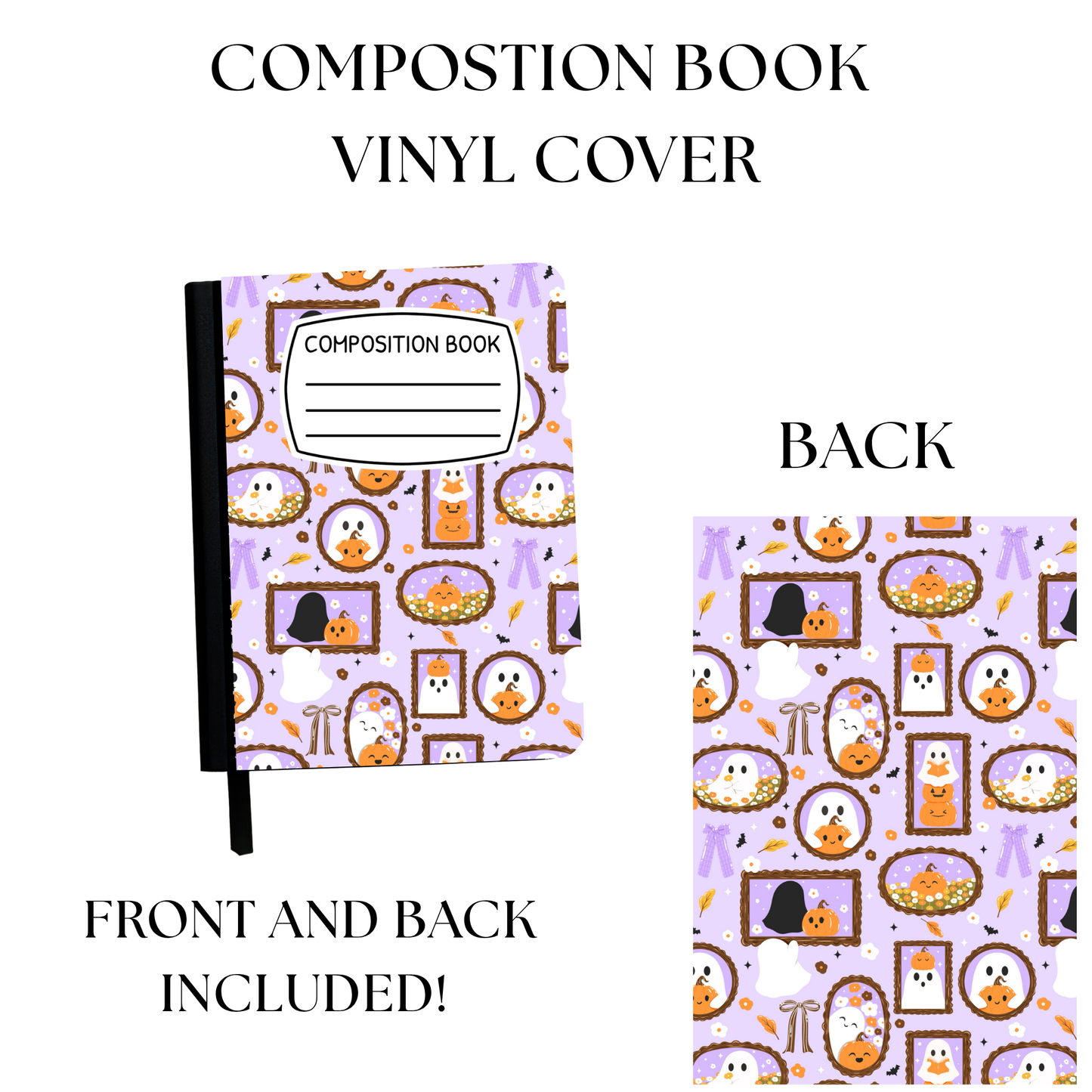 Purple Ghost Frames Composition Book Sticker UV PRINTED