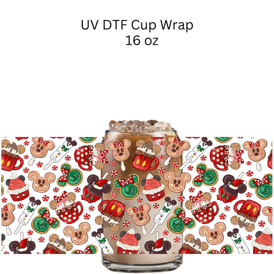 Mouse Christmas Cookies UV DTF Cup Wrap