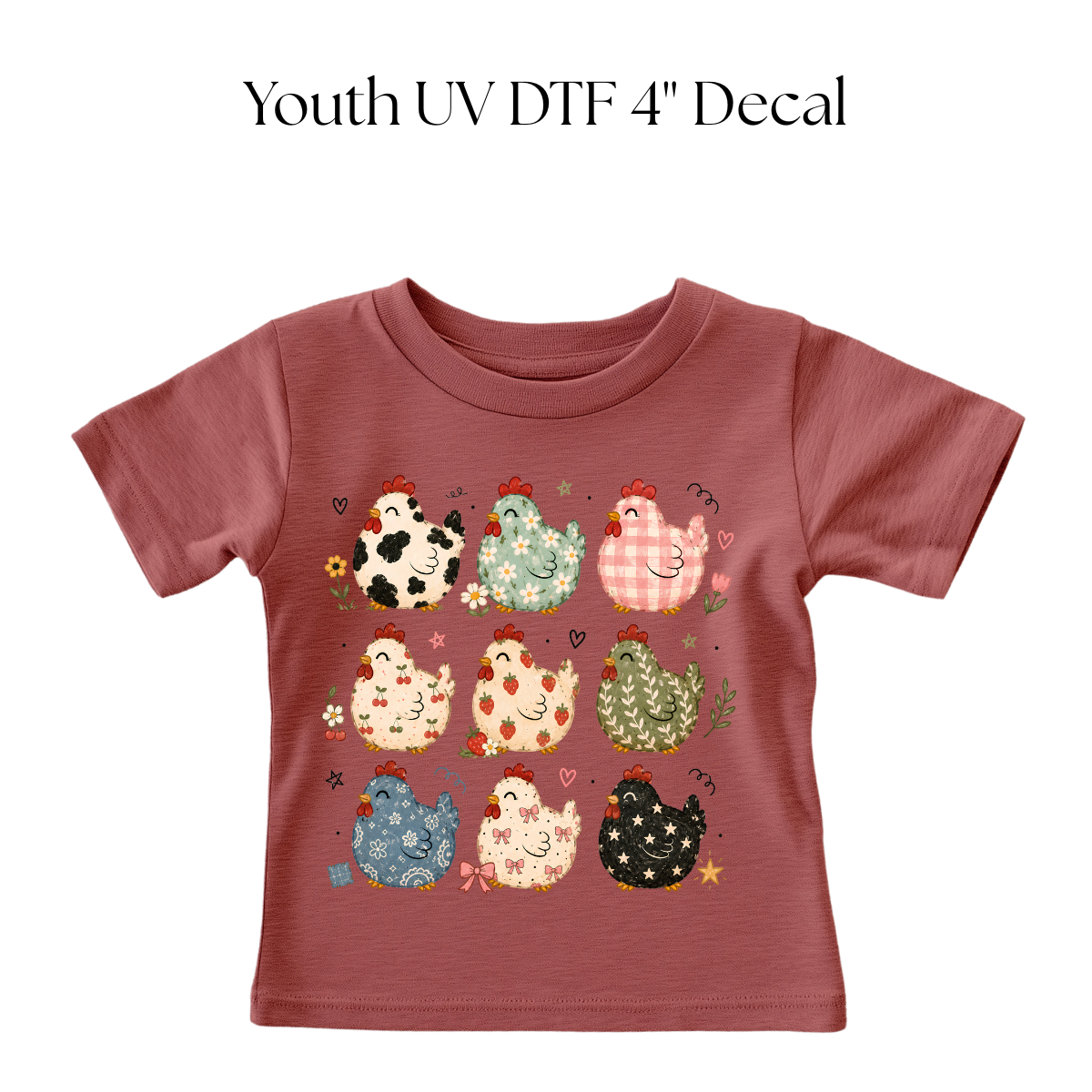 YOUTH 3x3 Chickens DTF Transfer