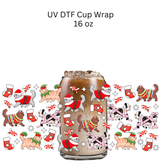 Christmas Walking Kitties UV DTF Cup Wrap