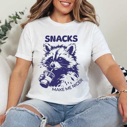 Snacks Make Me Nicer Single Color DTF Transfer