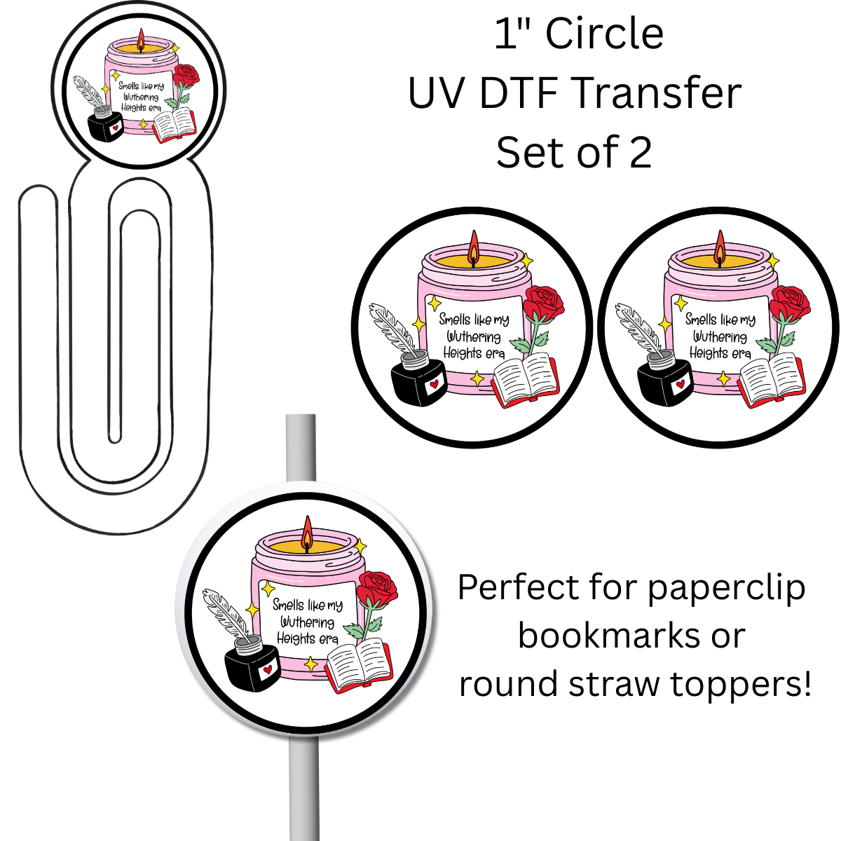 Smells Like WH Era Round 1” UV DTF Transfer For Paperclip Bookmark or Straw Topper SET OF 2
