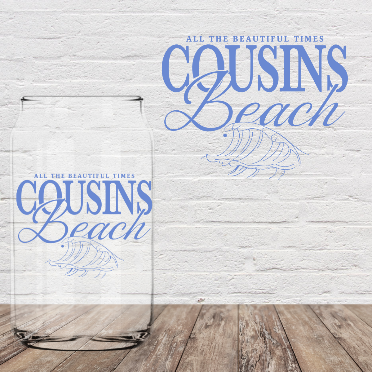 All The Beautiful Cousins Beach Blue 4" UV DTF