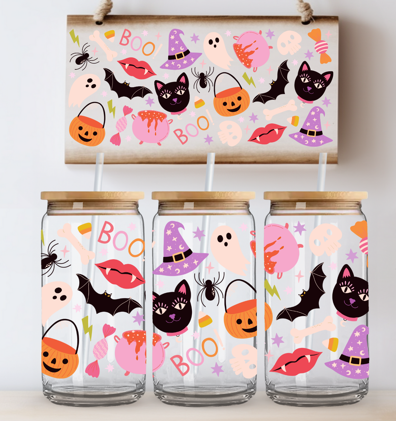 Bright Halloween UV DTF Cup Wrap