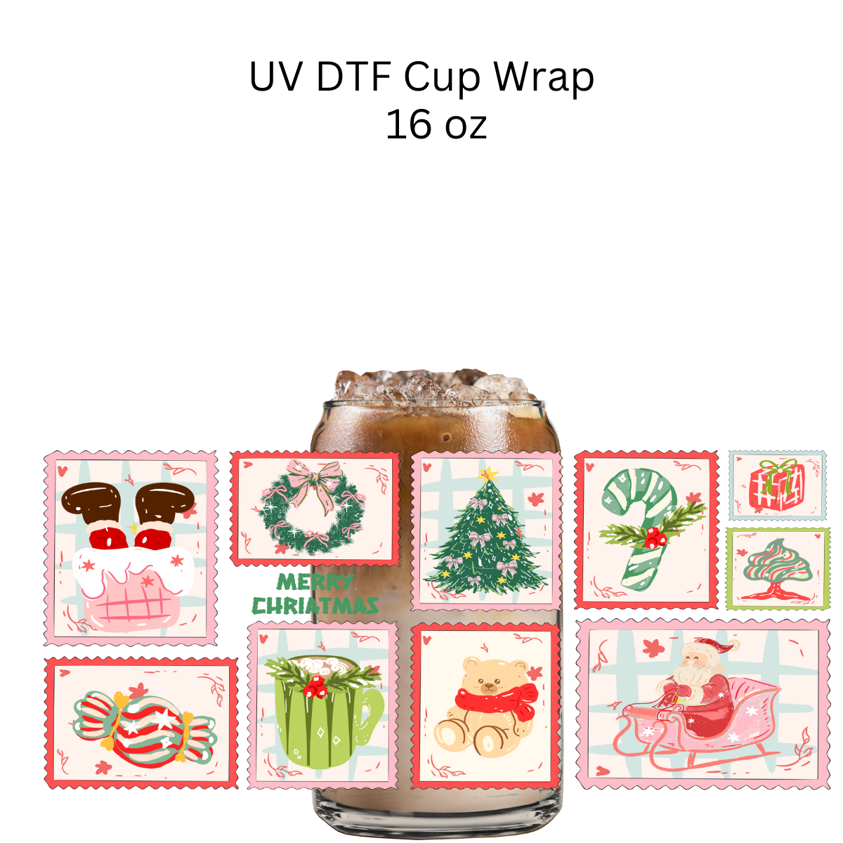 Christmas Stamps UV DTF Cup Wrap