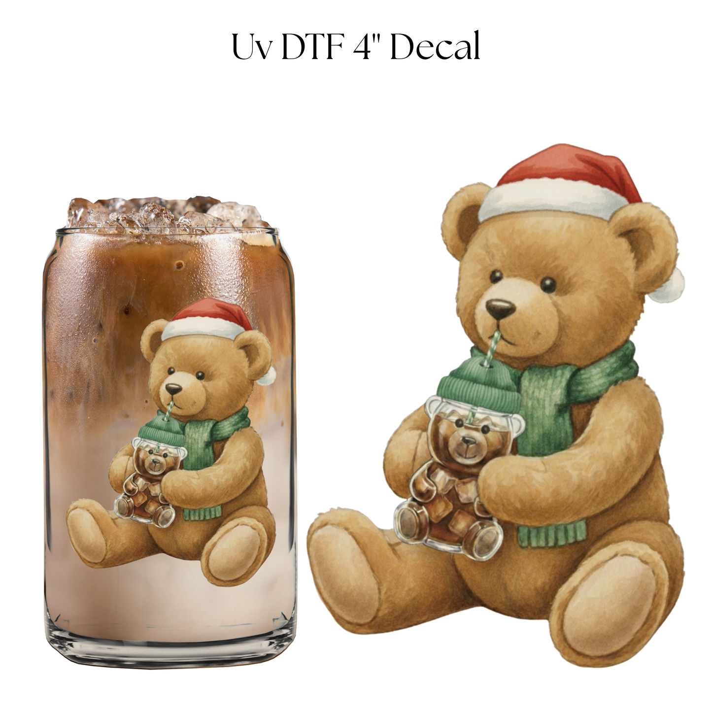 Bear Drinking Coffee 4” UV DTF Decal