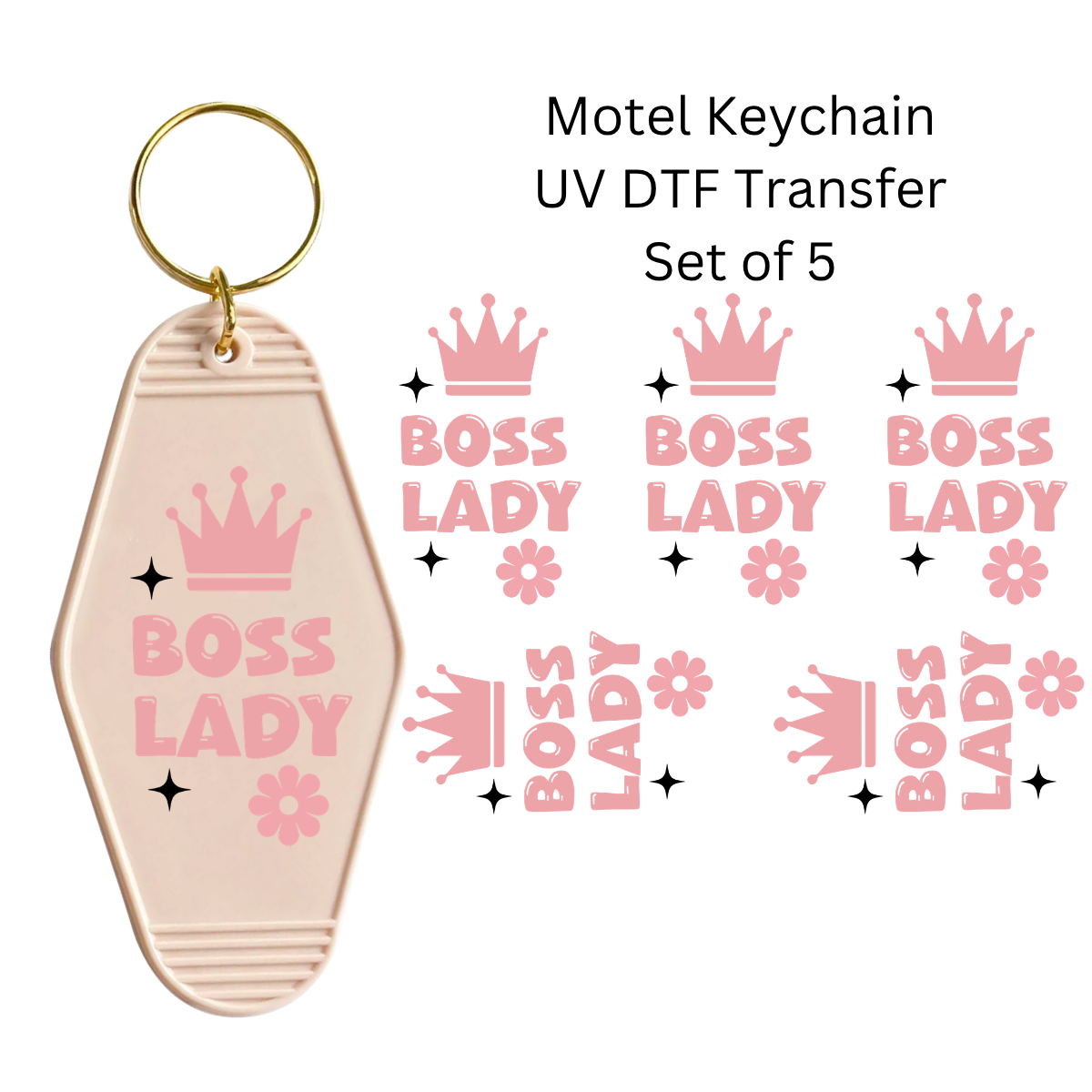 Boss Lady Set of 5 Keychain Transfers