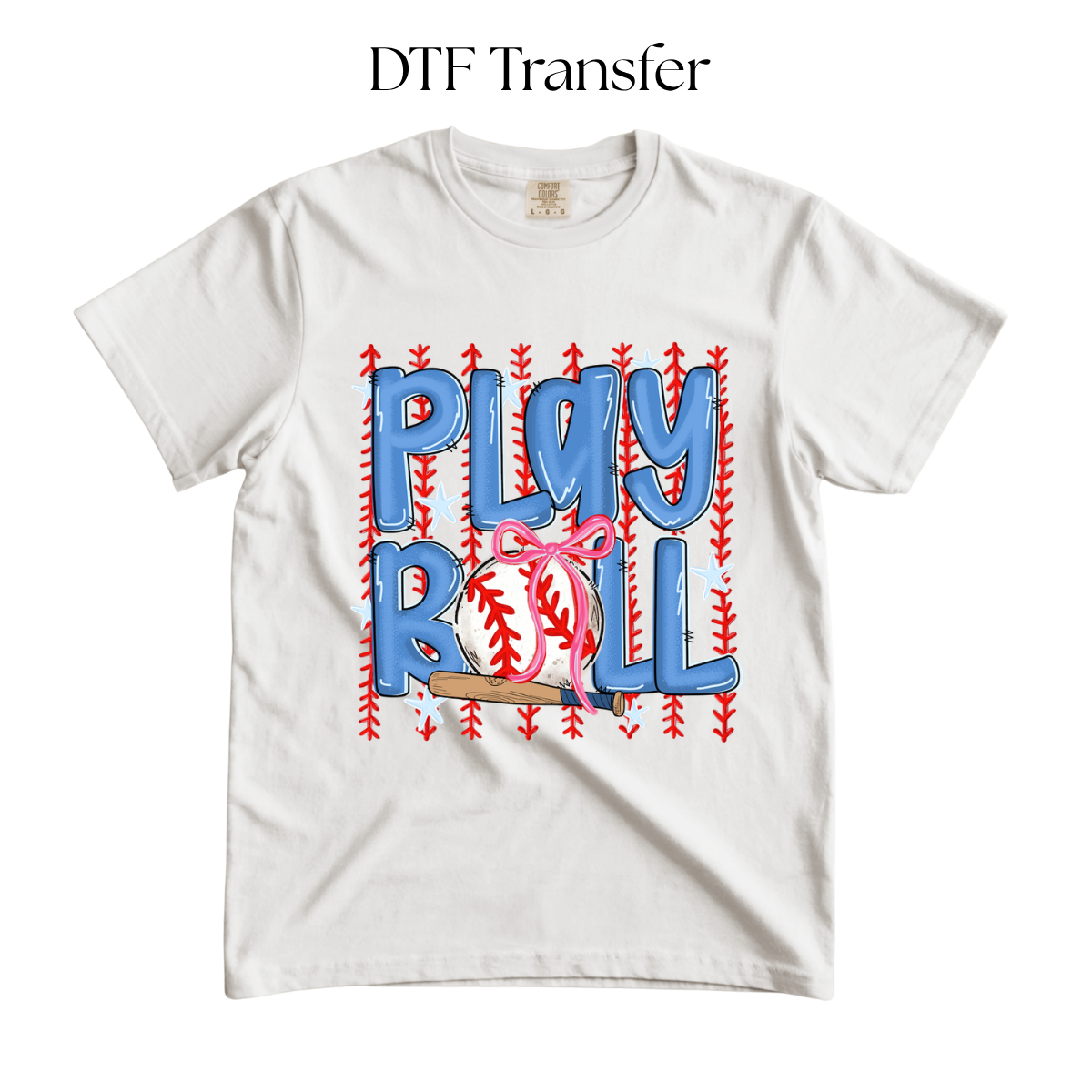 Play Ball Blue Letters DTF Transfers