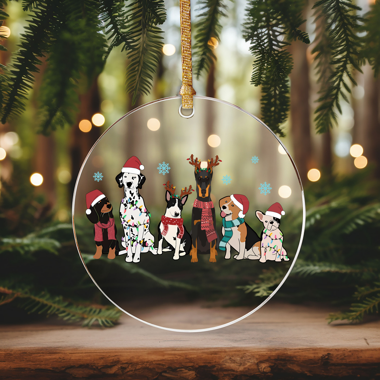 GOOD Dogs On Christmas Ornament Size UV DTF DOUBLE SIDED