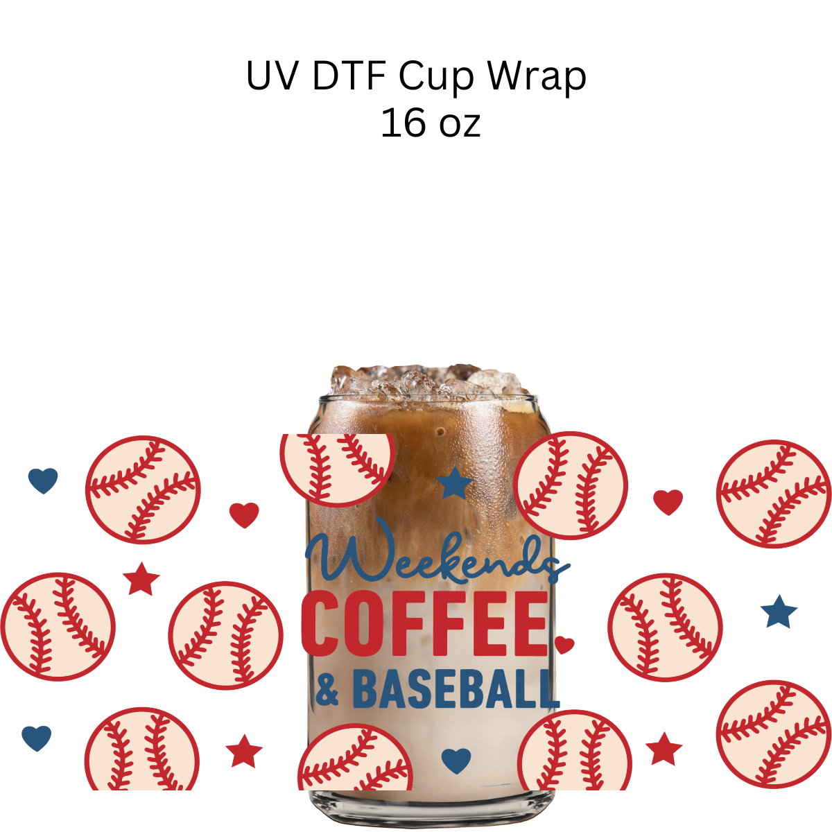 Coffee and Baseball UV DTF Cup Wrap