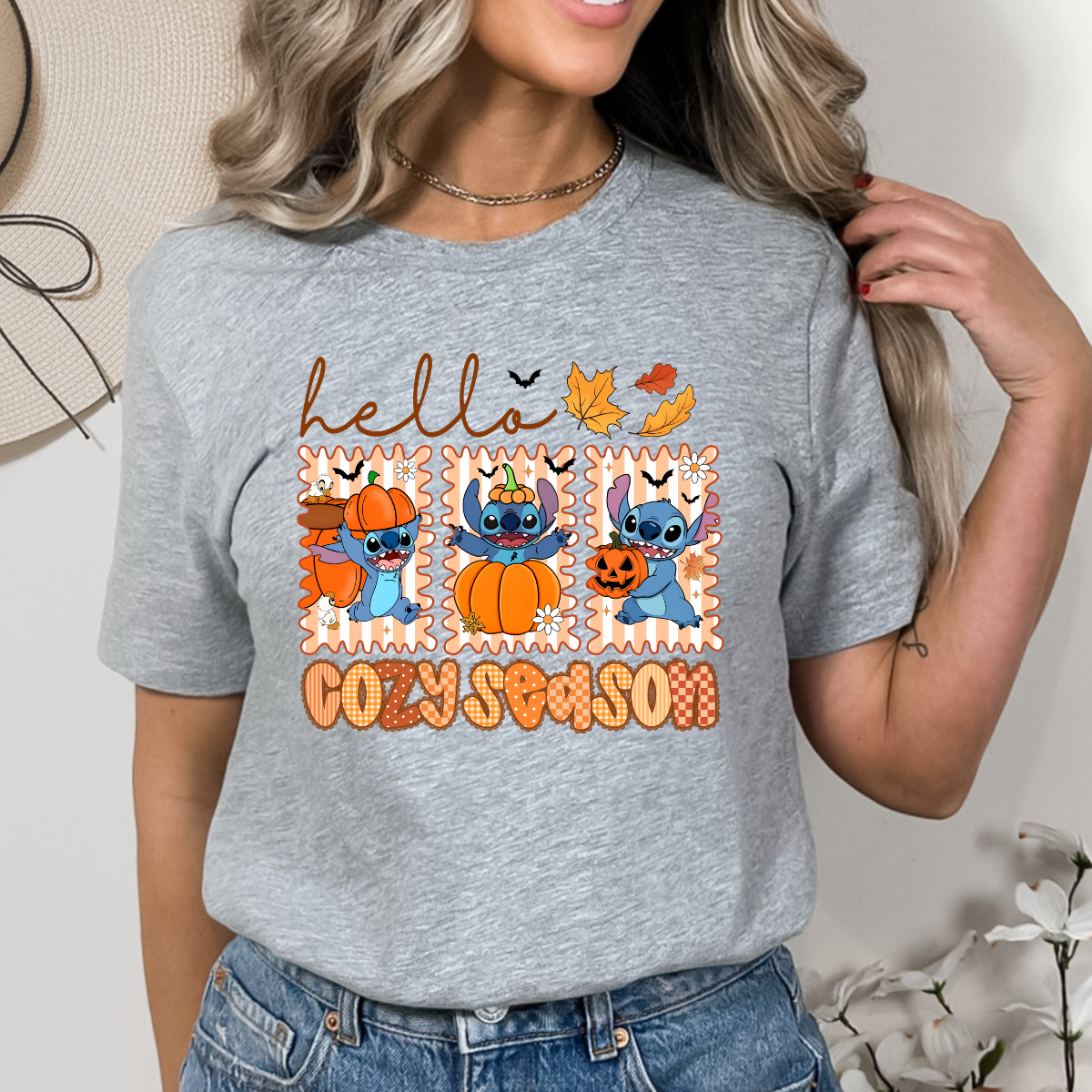 Hello Spooky Season Blue Alien DTF TRANSFER