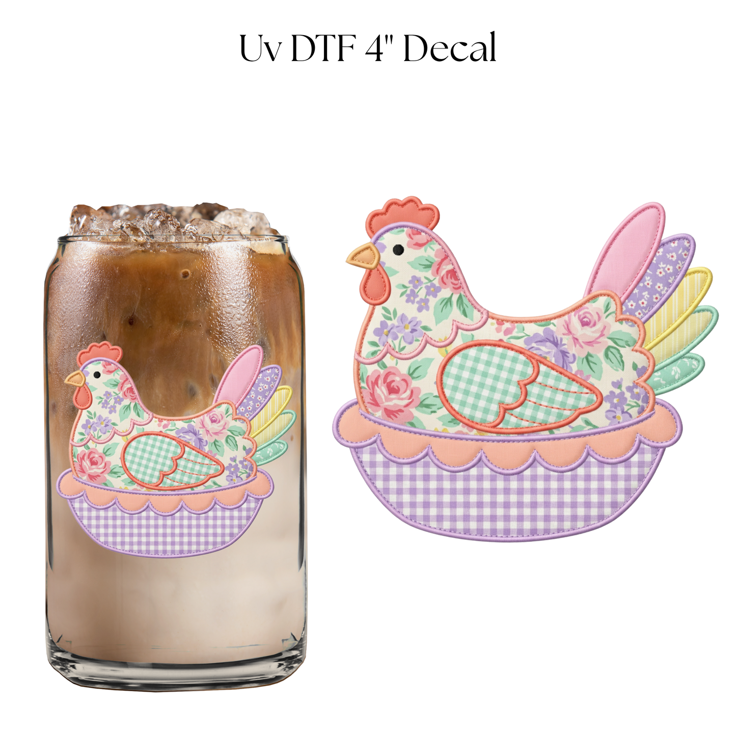 Pastel Faux Chicken 4” UV DTF Cup Decal
