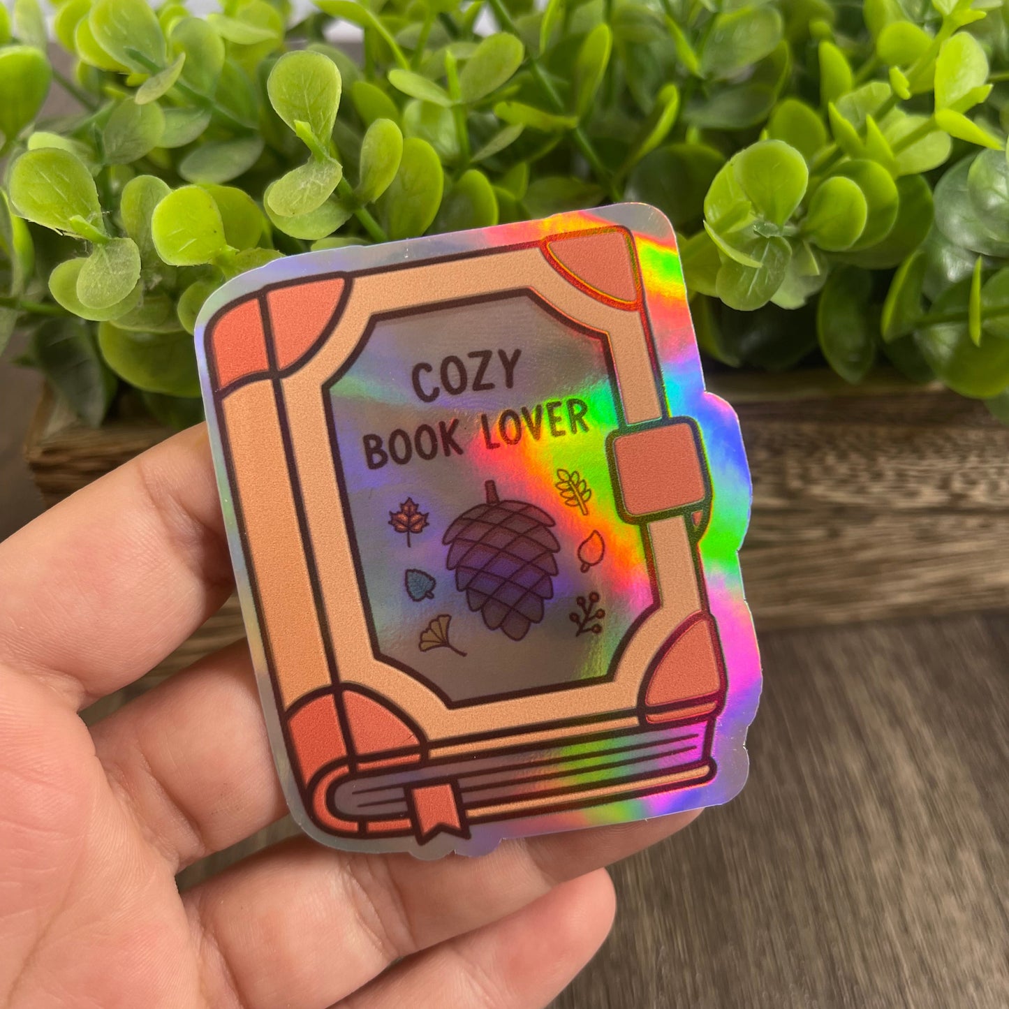 Cozy Book Lover Holographic Vinyl Sticker 3"