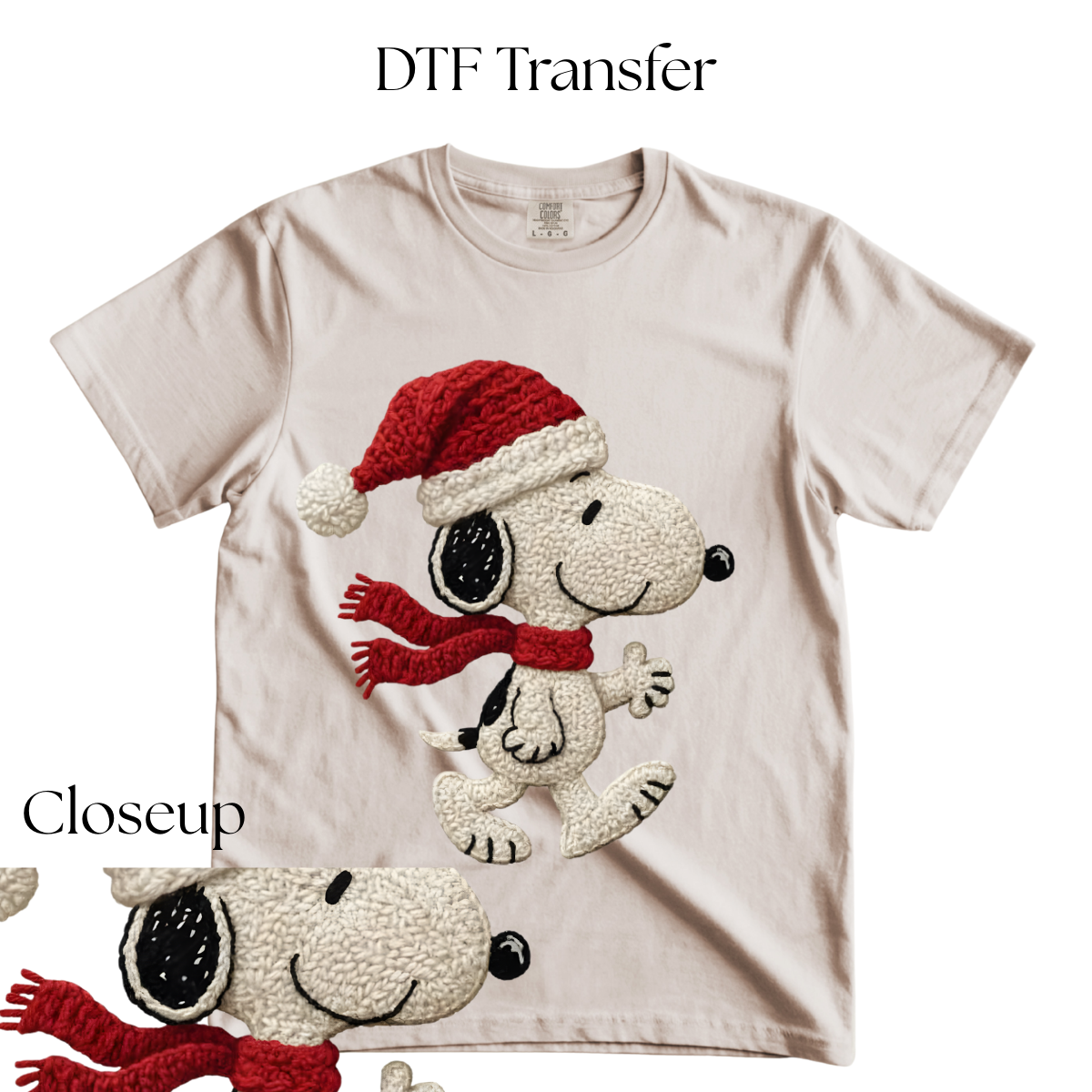 Snoop Santa Hat Faux Knitted DTF Transfer