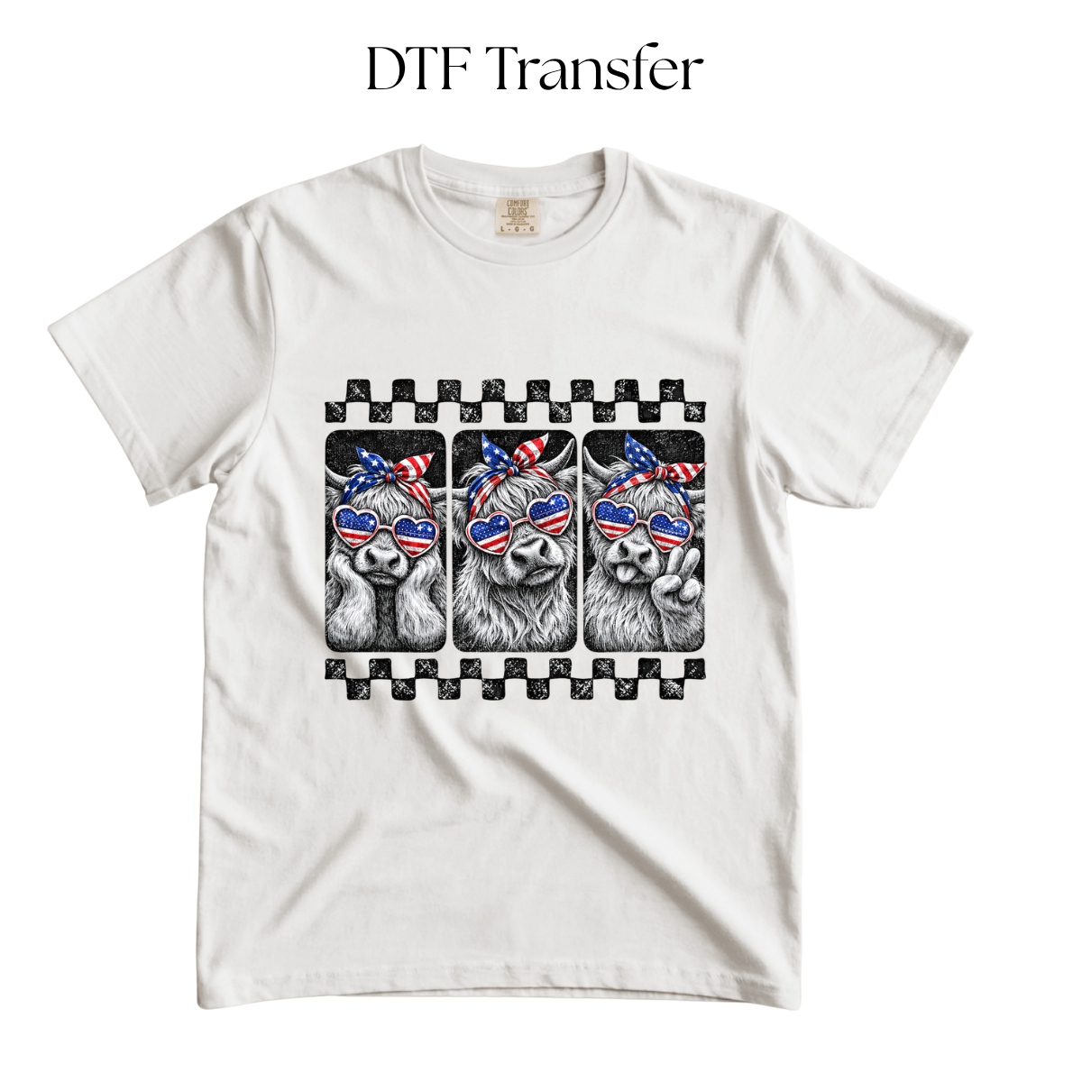 Patriotic Cow DTF Transfer