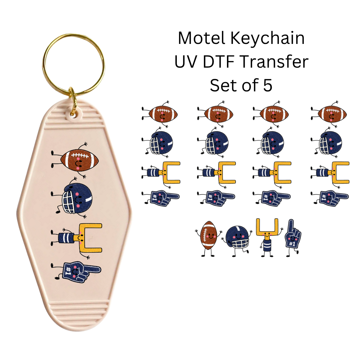 Footballs Things Set of 5 Keychain Transfers