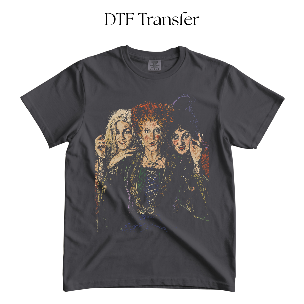 Three Hocus DTF Transfer (Press on Black)