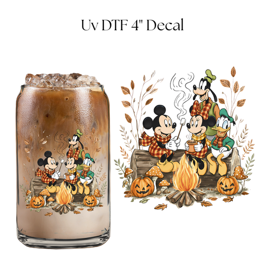 Mouse Friends Bonfire 4” UV DTF Decal