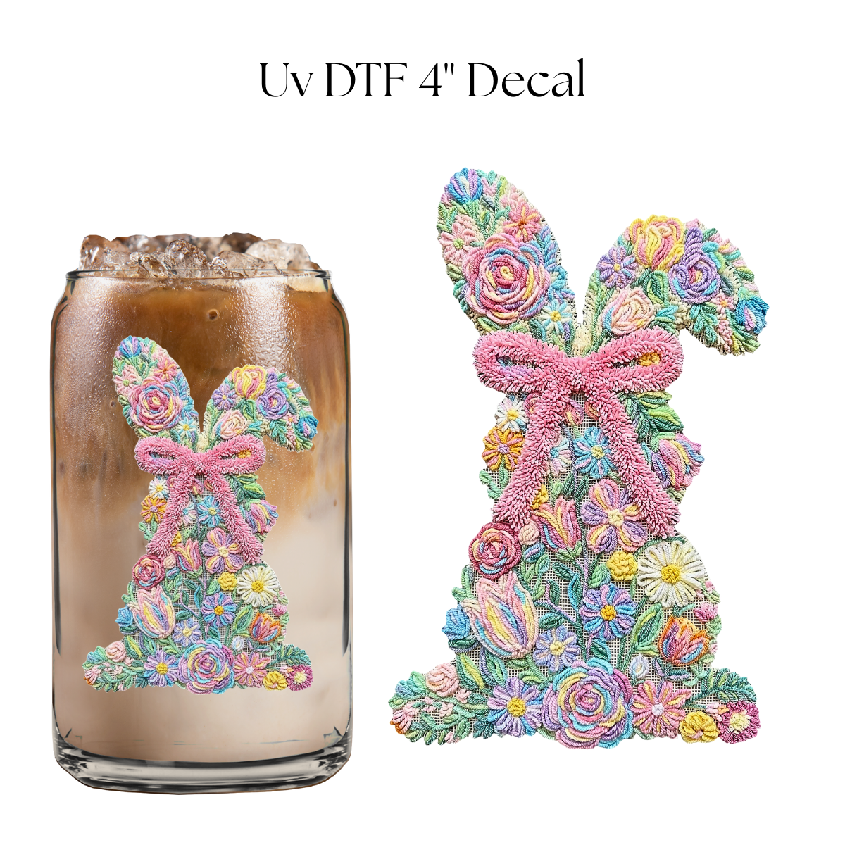 Floral Bunny 4” UV DTF Decal