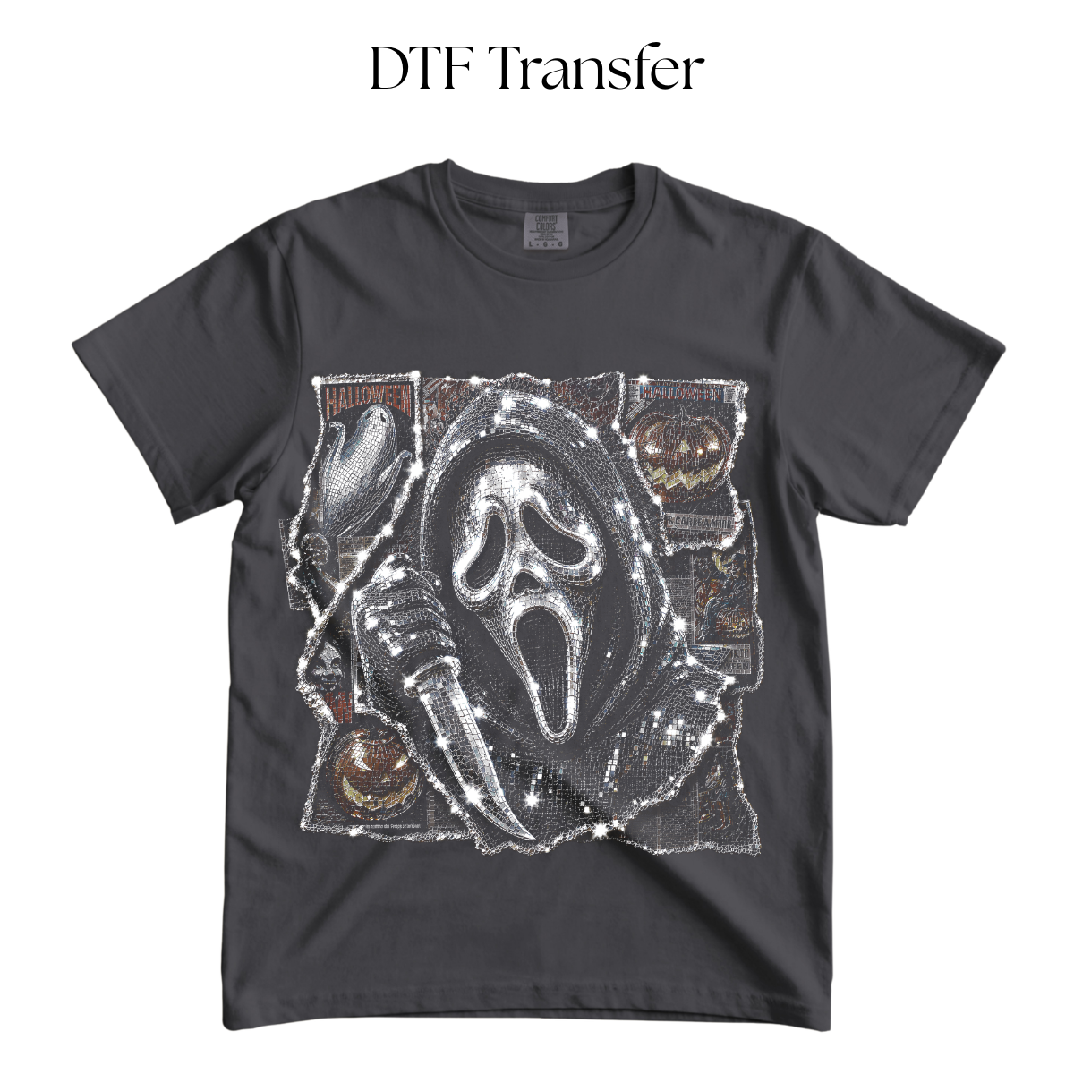 Sparkly Halloween Scream DTF Transfer (Press on Black)