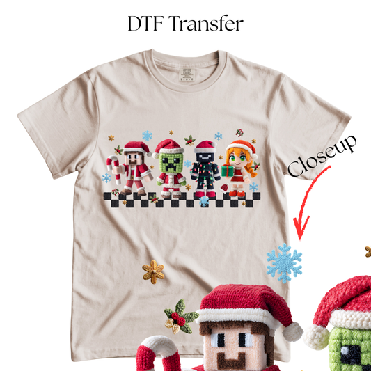 Mine Game Christmas Faux Yarn DTF Transfer