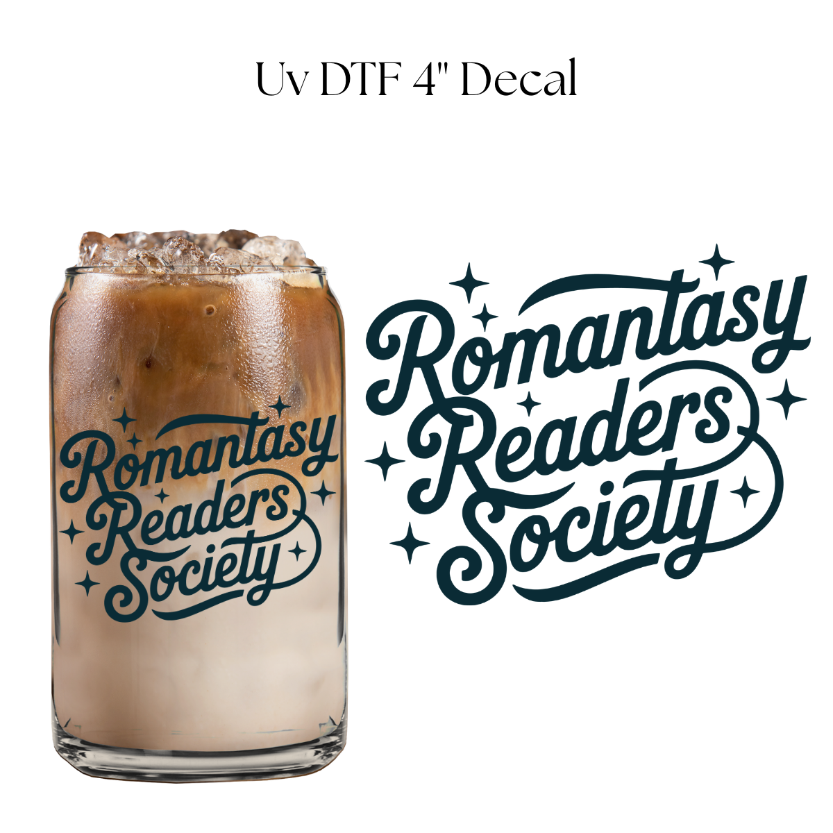 Romantasy Readers Club Dark Teal Single Color 4” UV DTF Decal