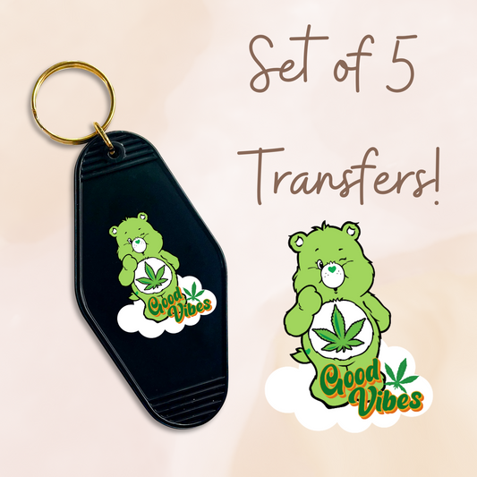 Good Vibes Green Bear MOTEL KEYCHAIN Transfer