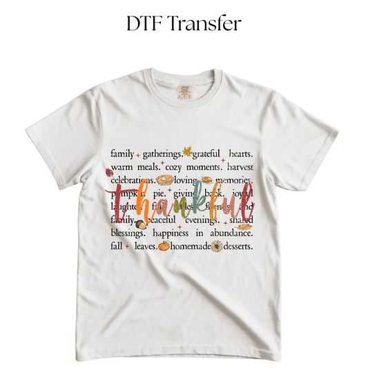 Thankful Thanksgiving Things DTF Transfer