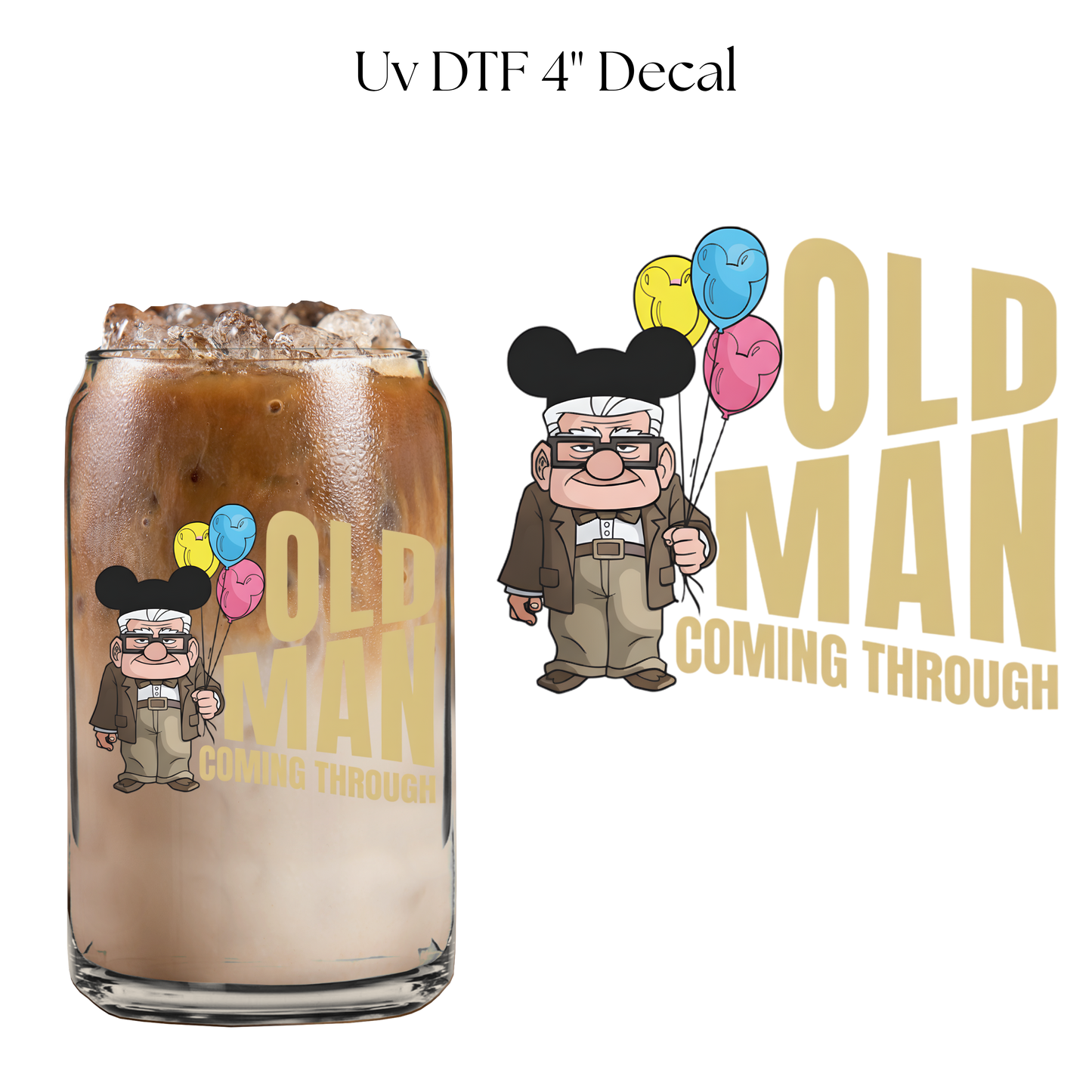 Old Man 4” UV DTF Cup Decal