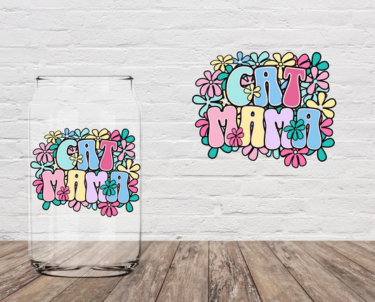 Cat Mama Floral 4" UV DTF DOUBLE SIDED