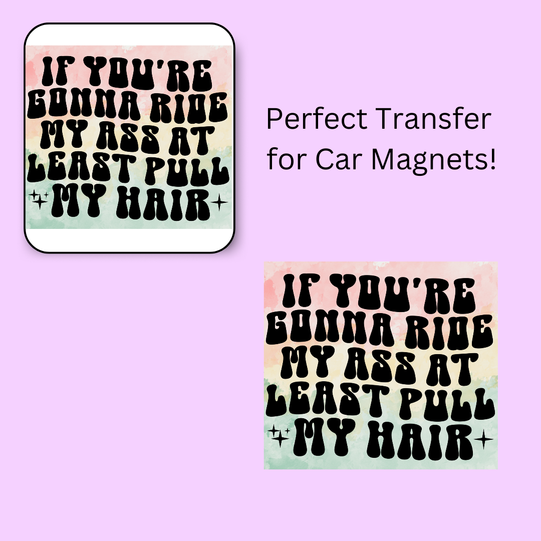 If You're Gonna Ride My Ass Pull My Hair 4.5" UV DTF (perfect for car magnets)