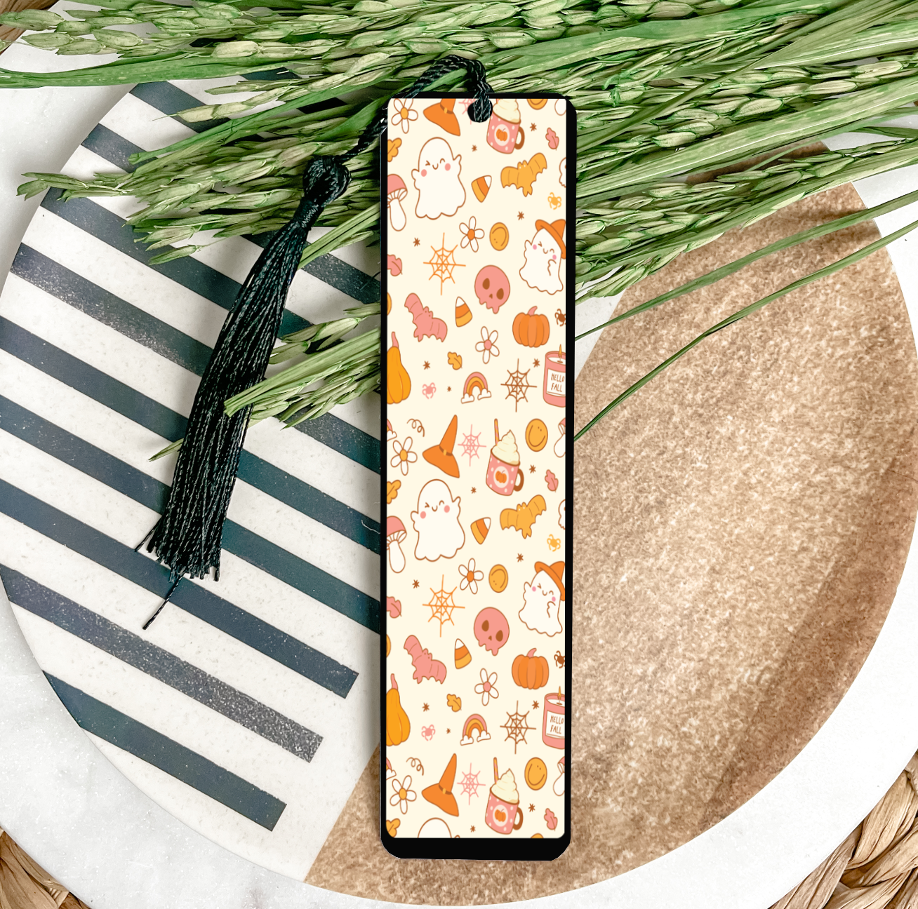 GOOD Fall Ghost, Pumpkins, & Bats SEASONAL UV DTF Bookmark DOUBLE SIDED
