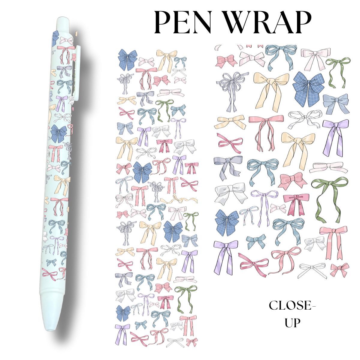 Pastel Bows UV DTF Wrap For Ballpoint Pen