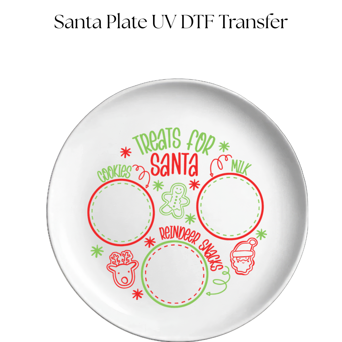 Treats for Santa Round Santa Plate UV DTF