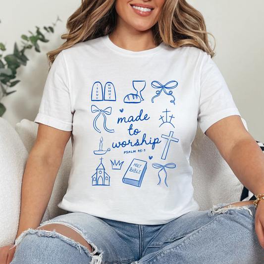 Made to Worship BLUE SINGLE Color DTF Transfer