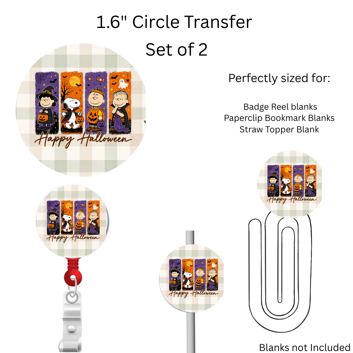 Happy Halloween Snoop Frames 1.6” UV DTF Transfer Set of 2