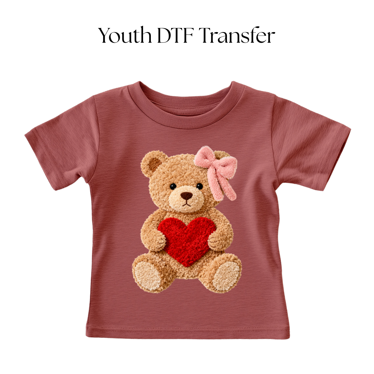 YOUTH Bear Heart Faux Yarn DTF Transfer