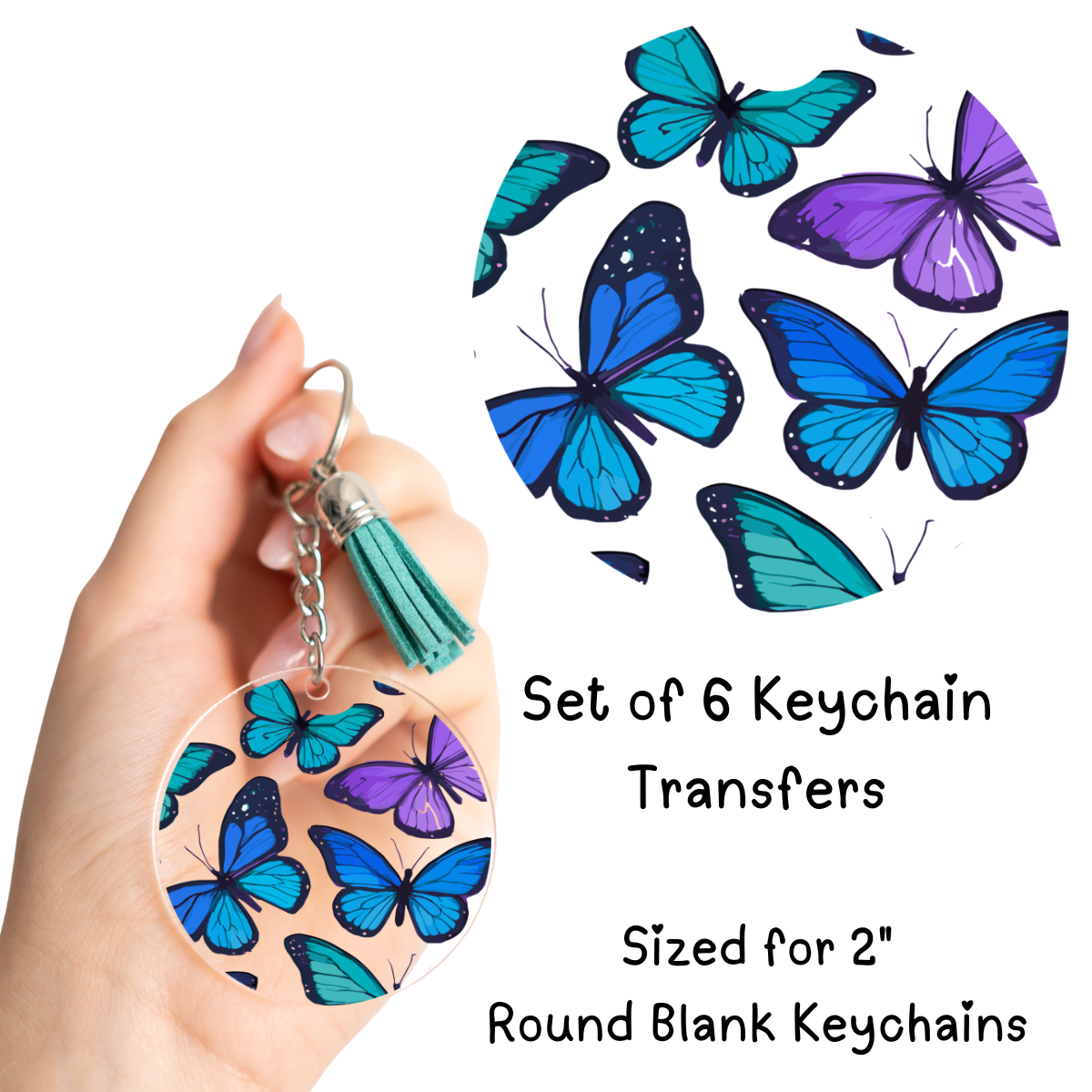 Purple Blue Green Round Keychain Transfer