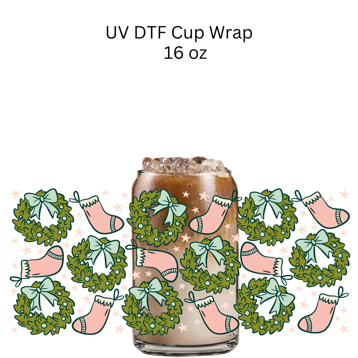 Wreaths and Socks UV DTF Cup Wrap