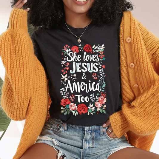 She Loves Jesus and America Too Dtf Transfer