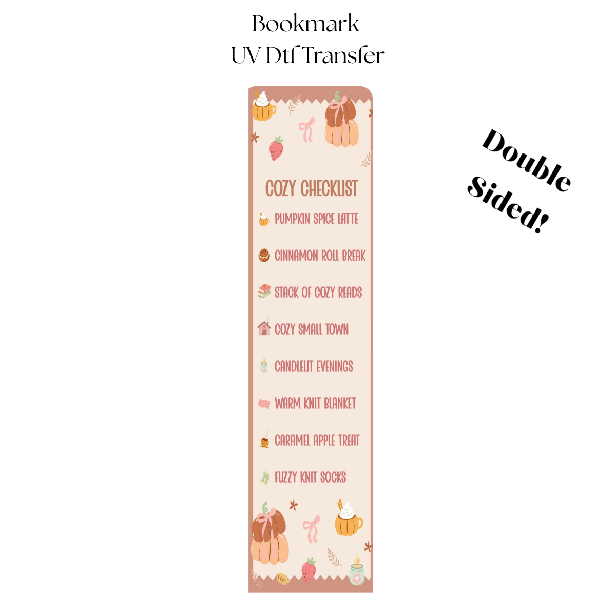 Cozy Checklist UV DTF Bookmark Transfer